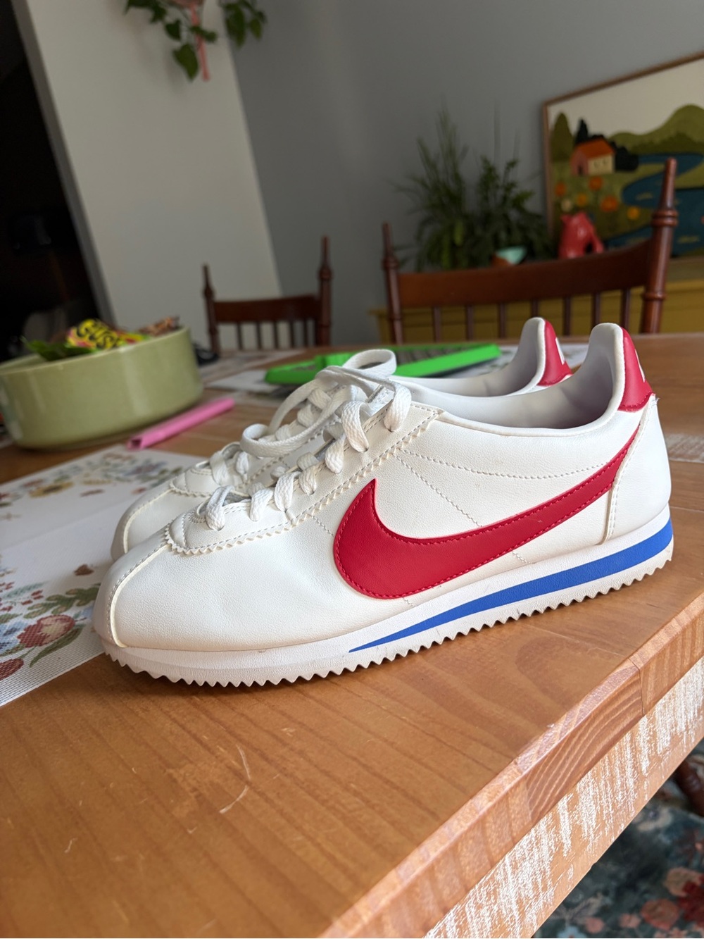 Nike Women's Cortez Sneakers with Red Swoosh - Picture 5 of 7